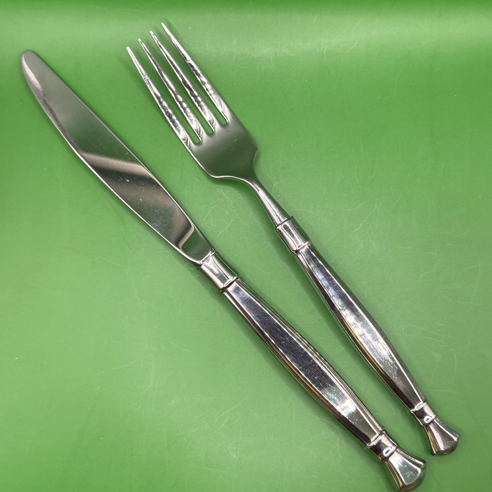 Oneida Act 1 Stainless Heirloom Cube Flatware Replacement Knife Dinner Fork 2 pc